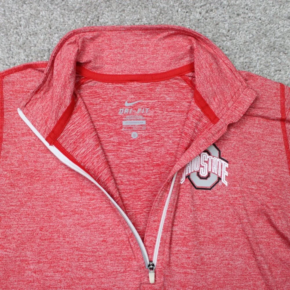 Nike Element Ohio State‎ Sweatshirt Mens Small Red Dri-Fit 1/4 Zip L/S Pullover
